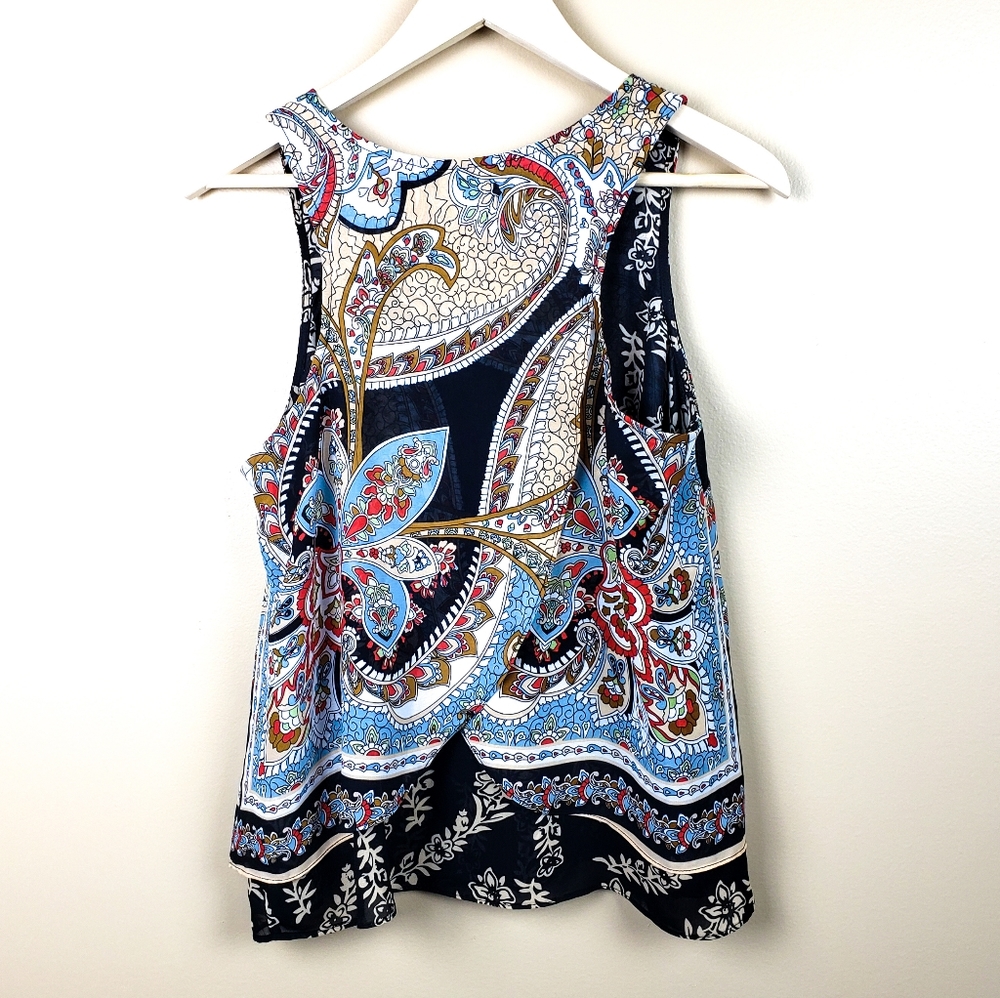 BILLA OF CA Boho Paisley Floral Silky Blouse,M - Picture 2 of 9